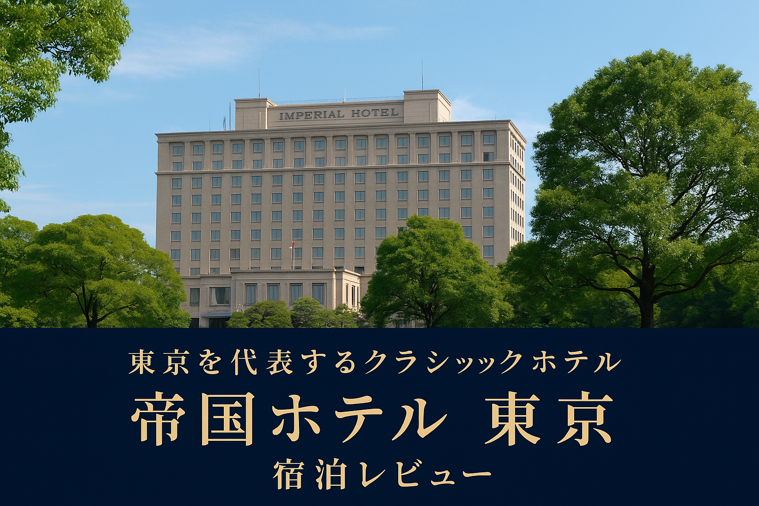 帝国ホテル 東京のロビーと日比谷公園の新緑を重ねた爽やかな朝のクラシカルイメージ